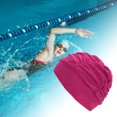 thumbnail image 2 of Unique Bargains 1 Pc Breathable Pleated Style Swimming Cap Rose Red, 2 of 6