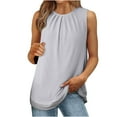 thumbnail image 2 of Chbgutlmr Tank Tops for Women Casual Crewneck Sleeveless Solid Color Fitting Ruched Comfy Summer Tops, 2 of 7