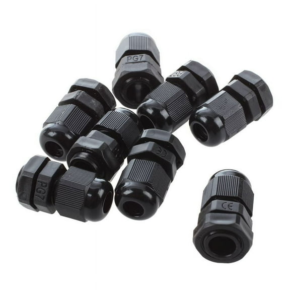 8 PCS PG7 Black Plastic Waterproof Cable Gland Connector 3-6.5mm,Black