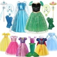 thumbnail image 2 of Disney Frozen Elsa Anna Costume Aurora Belle Snow White Princess Dress Girls Kids Cosplay Rapunzel Mermaid Ariel Party Clothes, 2 of 5