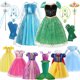 thumbnail image 2 of Disney Frozen Elsa Anna Costume Aurora Belle Snow White Princess Dress Girls Kids Cosplay Rapunzel Mermaid Ariel Party Clothes, 2 of 5