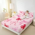 thumbnail image 4 of Manfei Polka Dot Bowknot Full Sheet Set (4-Piece) Pink Kawaii Bowtie Decor For Girls Kids, 4 of 7
