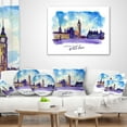 thumbnail image 4 of Designart London Purple Illustration - Cityscape Painting Throw Pillow - 12x20, 4 of 5