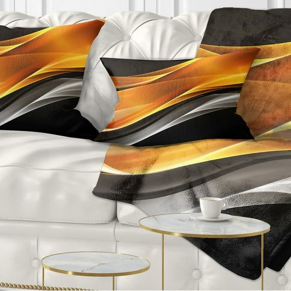 Designart Gold Pink Inward Waves - Abstract Throw Pillow - 12x20