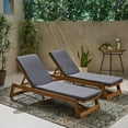 thumbnail image 2 of Cullen Outdoor Acacia Wood Chaise Lounge and Cushion Sets, Set of 2, Teak and Dark Gray, 2 of 9