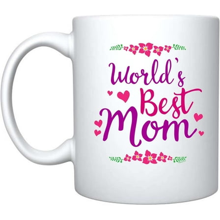 Veracco World's Best Mom White Ceramic Coffee Mug - Funny Birthday Mother's Day Gift For Mom (White)