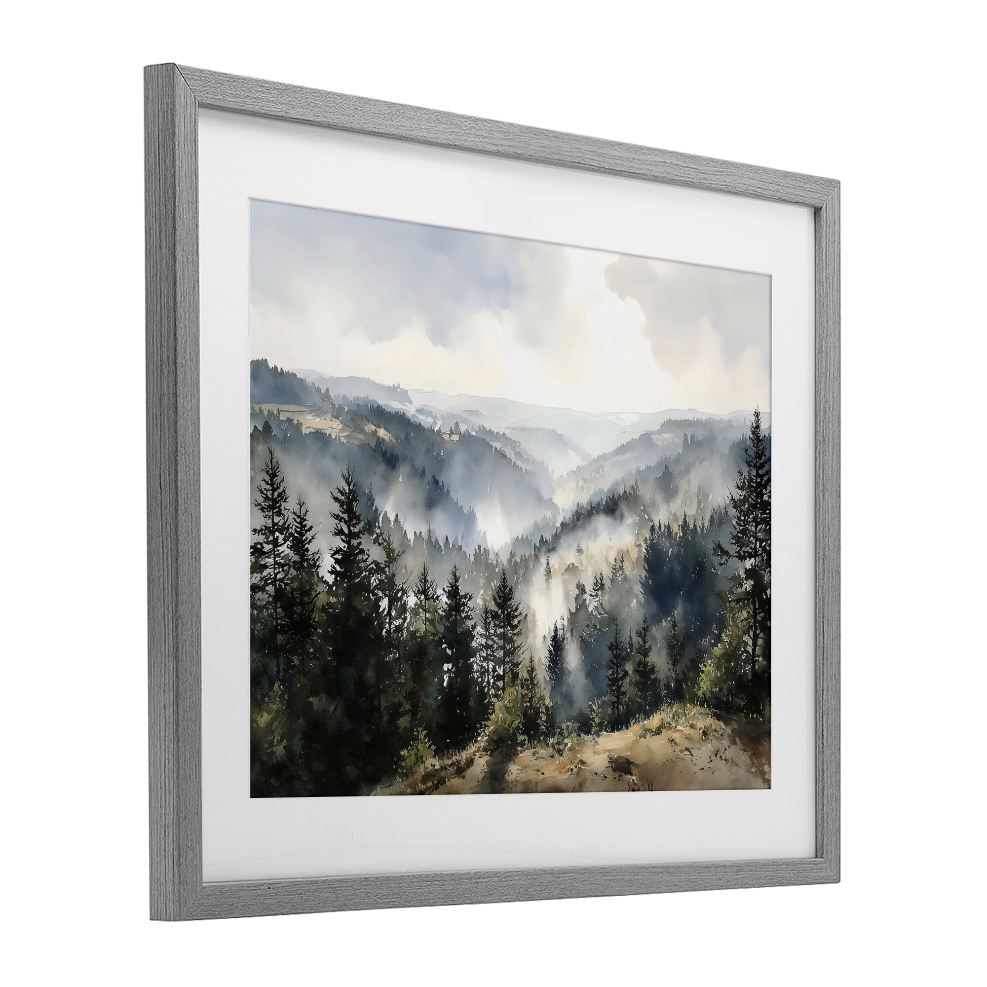 Stupell Industries Misty Tree Tops Vista Gray Framed Print Under Glass, design by Franklyn Gregory