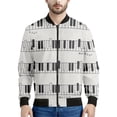 thumbnail image 4 of Nueva moda primavera otoño ropa de diseñador para hombre cuello alto patrón de piano estampado en blanco y negro chaquetas de hombre chaqueta de vuelo, 4 of 4
