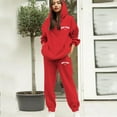 thumbnail image 2 of Womens Casual Pullover Hoodie with Drawstring and Trendy Letter Print Matching Tracksuit Set, 2 of 4