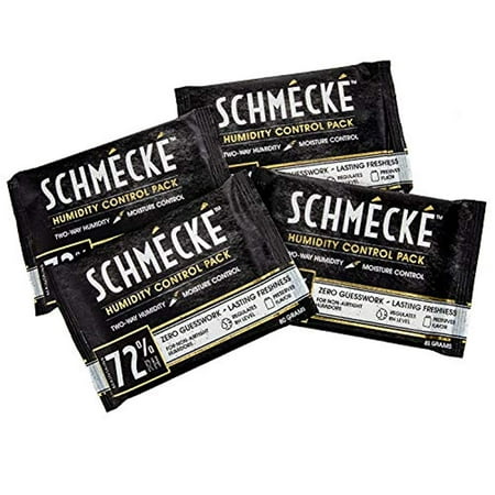 Schmécké 72% RH Cigar Two-Way Humidity Control 80 Grams x 4 Pack - Zero Guesswork - Regulate & Stabilize Humidor RH (Best Humidity Level For Cigars)
