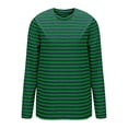 thumbnail image 4 of XIYON Women T Shirts For Spring Crewneck Long Sleeve Striped Tee Shirts Casual Regular Fitted Tops Beach Vacation Clothes, 4 of 6