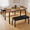 thumbnail image 1 of OUTWIND Small Dining Table Set for 4, Dining Table with Bench Leather Upholstered, Industrial Metal Frame Dining Set for 4, for Kitchen Apartment Restaurant, Retro Brown, 1 of 9
