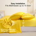 thumbnail image 4 of Luxury Satin Full Sheet Set, Yellow 4-Piece, Silky Deep Pocket Fitted Sheet for Hair and Skin, 4 of 8