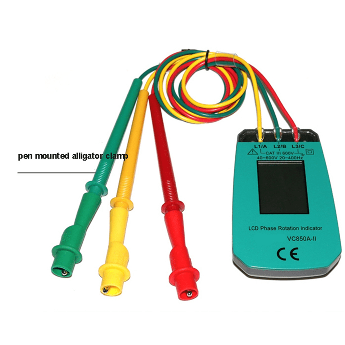 3 Phase Tester Digital Phase Indicator Detector LED Phase Sequence Meter Voltage Tester 40V-600V AC,1 x 3 Phase Tester,green