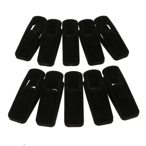 10 piezas de pinzas para ropa flocadas, perchas de terciopelo fino, pieza de repuesto Negro