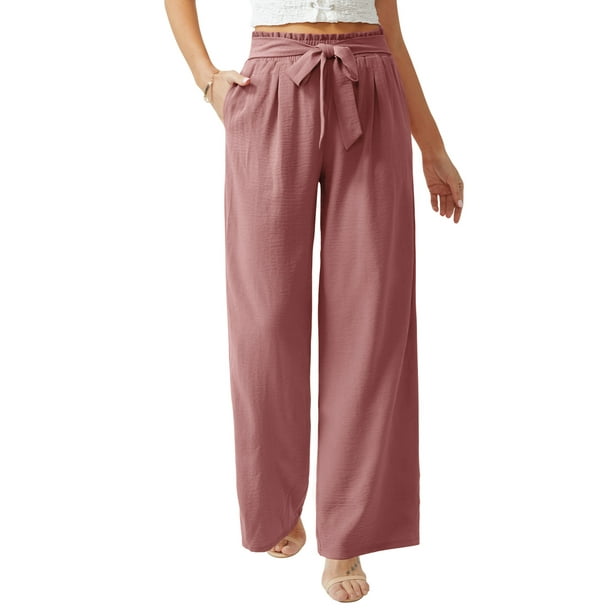 Anygrew Women Casual Wide Leg Pants High Waisted Business Work Casual