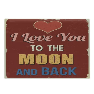 I Love You Cutting Board, Vintage Style I Love You to the Moon and Back Calligraphy Nostalgic Romance, Decorative Tempered Glass Cutting and Serving Board, Large Size, Ruby Marigold, by Ambesonne