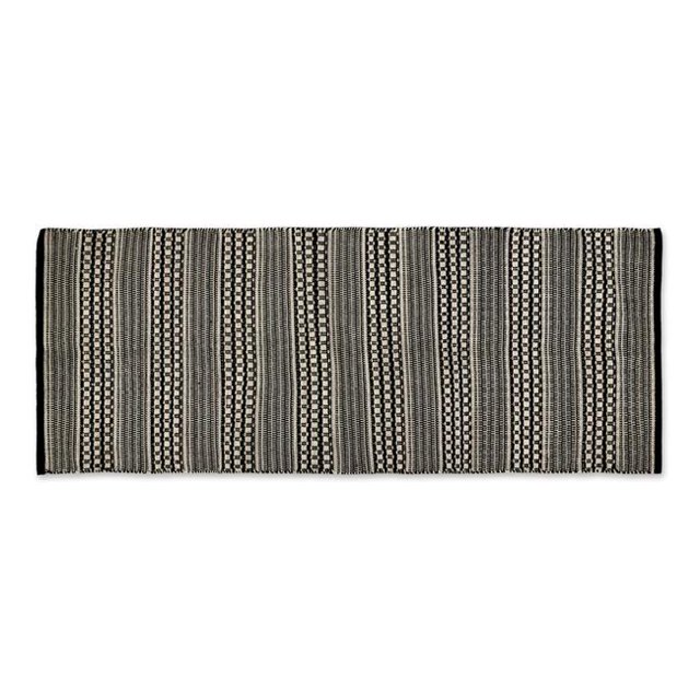 Design Imports CAMZ12590 2 ft. 6 in. x 6 ft. Hand-Loomed Rug, Black Dobby Stripe