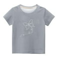 thumbnail image 4 of Lilgiuy Little Girls Athletic Shirts Casual Solid Color Cute Butterfly Print Short Sleeve Lightweight Tees Performance Gym Sports Dance Tops (Gray,5-6 Years), 4 of 4