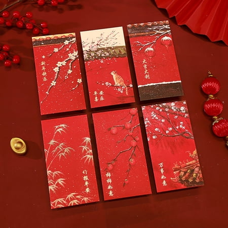 100Fens Chinese New Year Red Envelopes 2025 Snake Red Packet Money Envelope Gifts Hong Bao For Spring Festival Wedding Birthday With 6 Designs - 6pcs