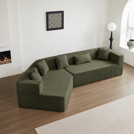 127.5'' Cloud-Like Comfort Sofa Sectional - No Assembly Needed & Geometric Design