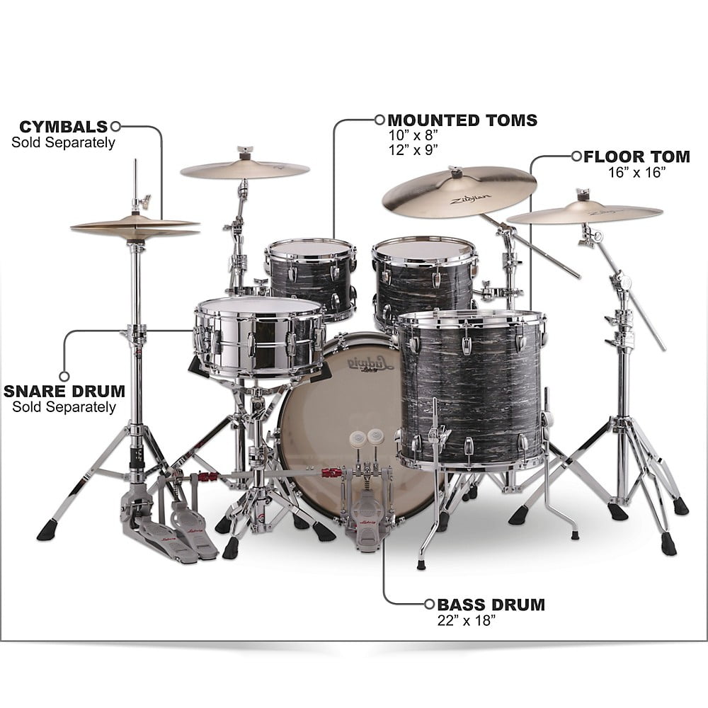 Ludwig Classic Maple 4-Piece Mod Shell Pack With 22" Bass Drum Vintage Black Oyster Pearl