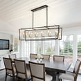 thumbnail image 2 of LovingAHome 12-Light Farmhouse Chandelier Rectangle Industrial Light Fixture for Living Room Kitchen, Black Silver, 2 of 7