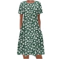 thumbnail image 2 of Women's Summer Bohemian Print Short Sleeve Beach Dress Knee Length Dress, 2 of 5