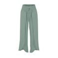 thumbnail image 5 of Women's Gaucho Pants Wide Leg High Waisted Sweatpants Soft Cute Joggers Flowy Vacation Pant 2026, Turquoise L, 5 of 7