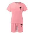 thumbnail image 4 of Mens T Shirts & Shorts Set 2 Pieces Tracksuit Summer Outfits Suit Activewear Sweatsuits Casual Short Pink L, 4 of 4