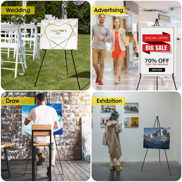 Display Easel Stand for Wedding Sign, 63 Folding Art Easel with Carry Bag,  Portable Tripod for Painting, Posters, Signs, Artwork & Trade Exhibitions