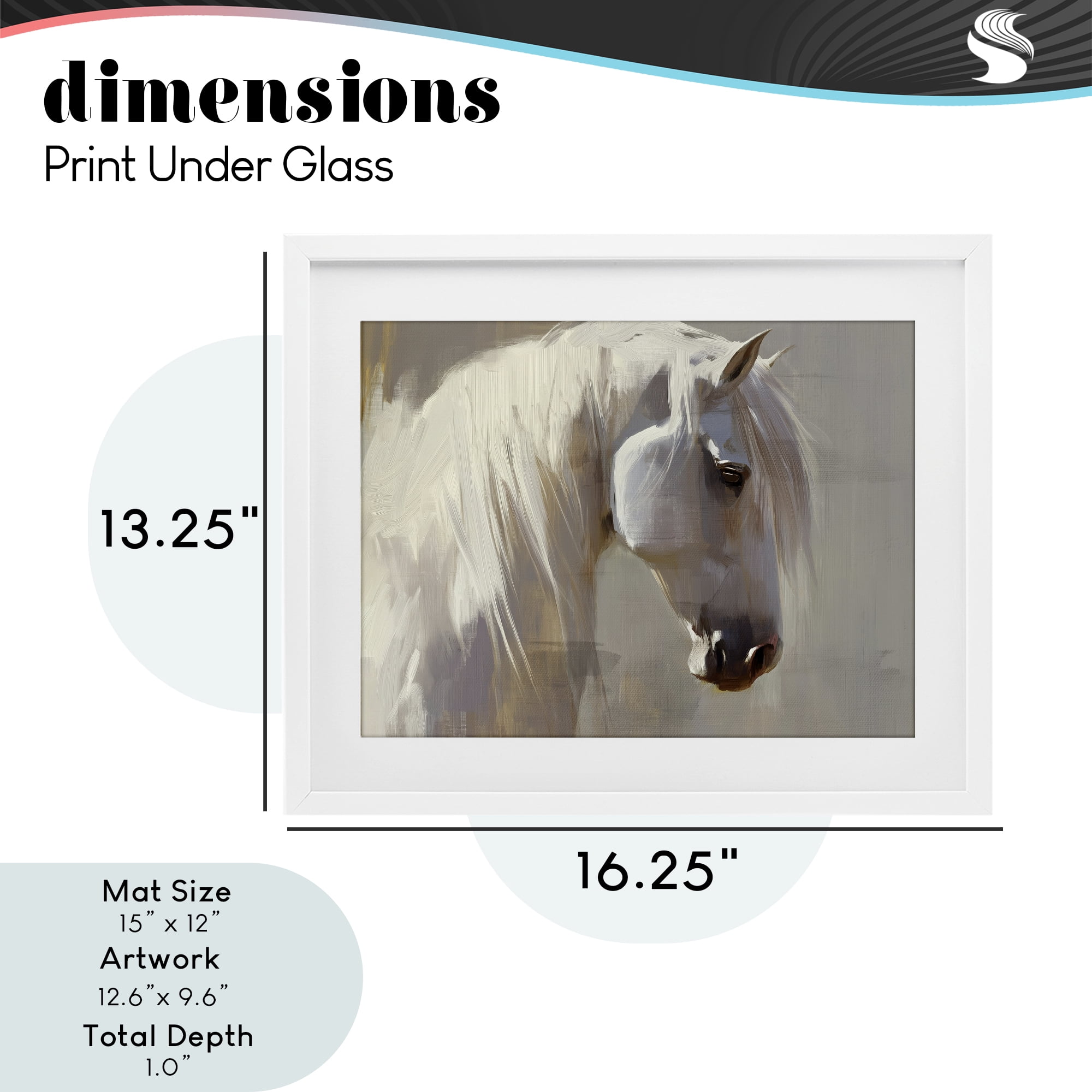 Stupell Industries White Moon Horse White Framed Print Under Glass, design by Svetlana Aleynikova