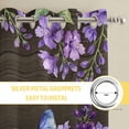thumbnail image 6 of Purple Flowers Kitchen Curtains Window Panels, Butterfly Spring Floral Wooden Farmhouse Insulated Window Treatment Curtain, Grommet Curtains for Bedroom/Living Room/Bathroom, 2 Piece 42"Wx84"L, 6 of 8