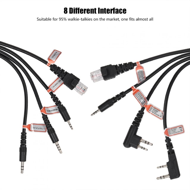 Programming Cable, Easy Install Programming Data Cable 3.5mm Socket 8 Different Interfaces With CD For Two Way