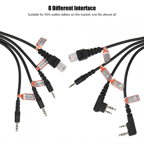 Programming Cable, Easy Install Programming Data Cable 3.5mm Socket 8 Different Interfaces With CD For Two Way