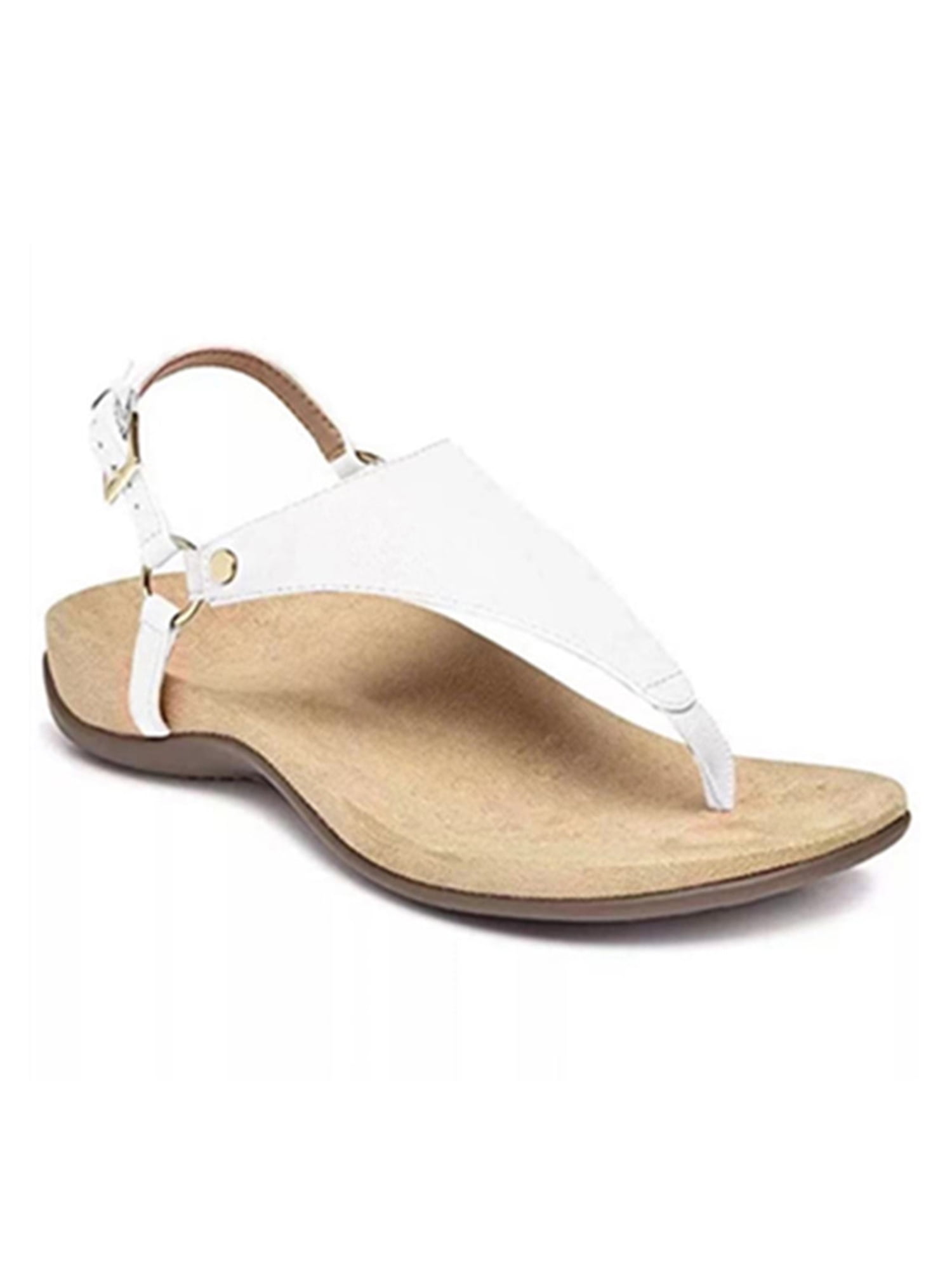 Womens Buckle Sandals Shoes Thong Flip Flops Wedge T-Strap Summer Beach Slipper 