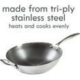 thumbnail image 2 of 12" Tri-Ply Stainless Steel Wok with Lid, Nonstick, Metal Utensil Safe, 2 of 6