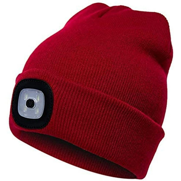 Bonnet de bonnet éclairé à led pour les enfants, chapeau de lampe frontale  rechargeable à 4 led, chapeau d'hiver tricoté avec torche pour la course à  vélo