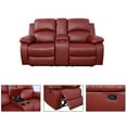 Ainehome Furniture Bonded Leather Recliner Sofa Set, Red Couch with