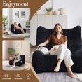 thumbnail image 3 of Giant Bean Bag Chairs for Adults, Chenille Lazy Floor Sofa with 21-inch High Backrests and Side Pocket, Cozy Accent Lounge Chair for Living Room, Black, 3 of 8