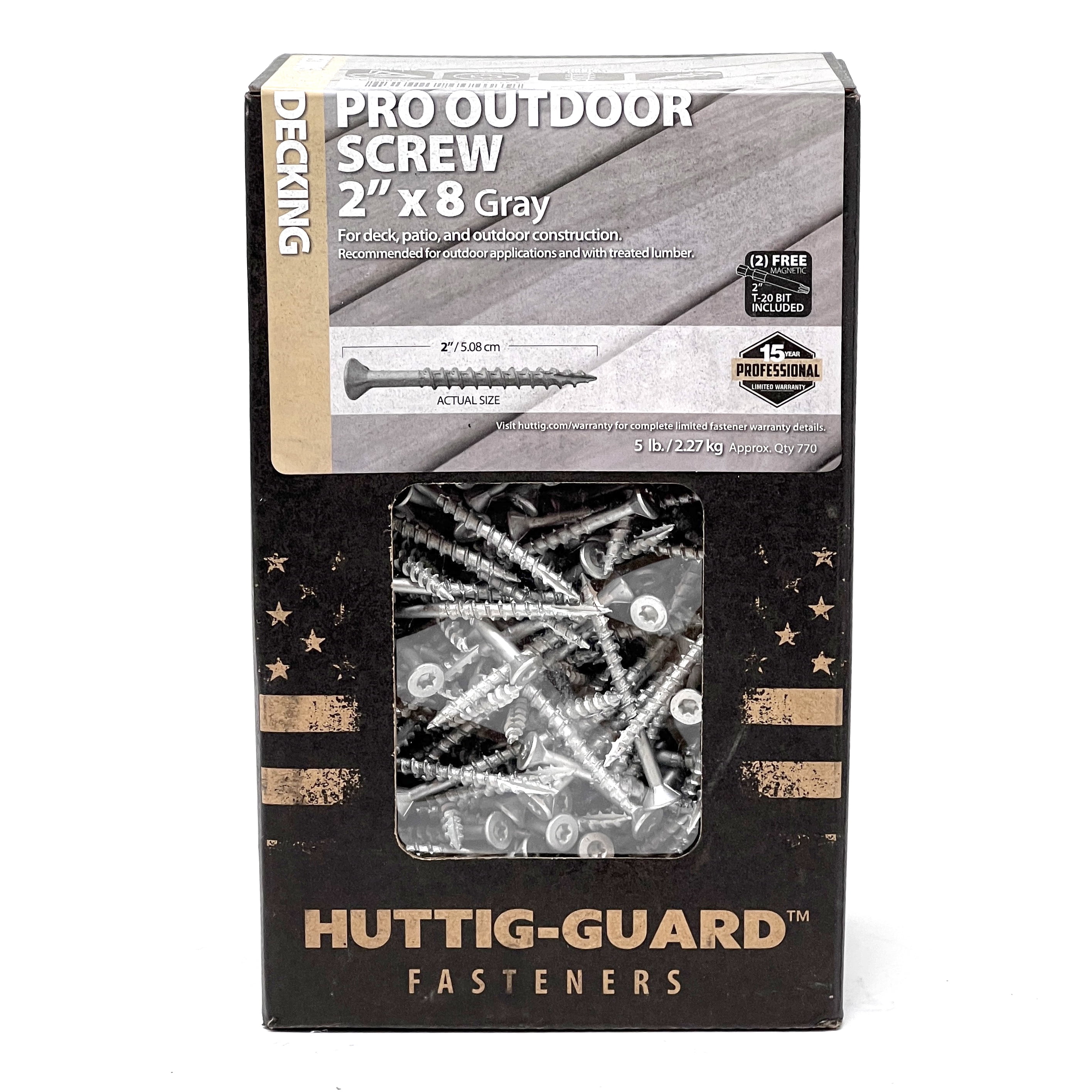 770 pcs Huttig-Grip 2 in x 8 Outdoor Decking Screws Coarse Thread Torx Drive 5lb