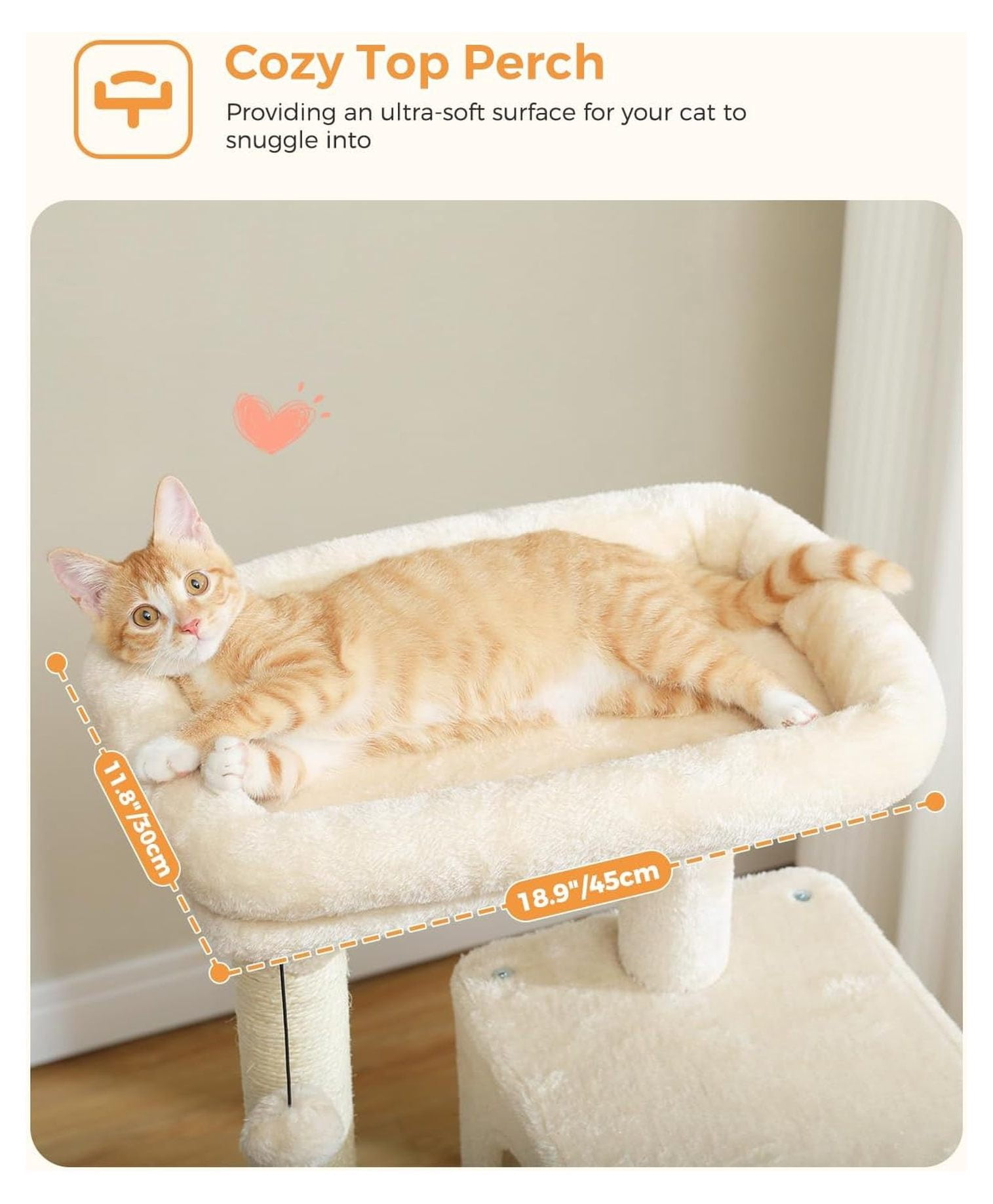 Cat Tree for Large Cats, 56.3" Tower with Hammock & Condo, 6-Tier Cat Shelves, Scratching Posts, Beige