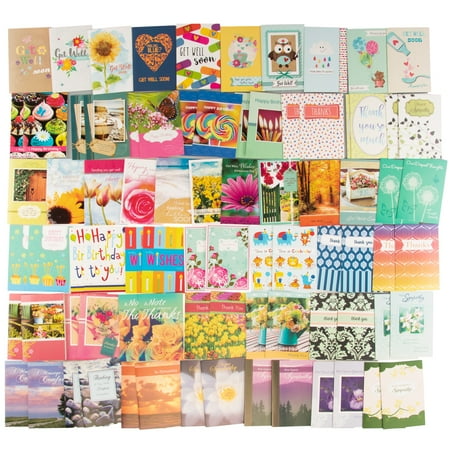 Paper Craft (80 Count) Assorted Variety Boxed All Occasion Greeting Cards With Envelopes Birthday Get Well Sympathy Thank You (Best Get Well Cards)