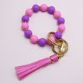 thumbnail image 6 of YYKihy Silicone Beaded Bracelet Wrist Keychain Hanging Ornament European PU Tassel Hand Chain & Key Ring Womens Key, 6 of 9
