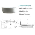 thumbnail image 2 of Holaki 47" Stone Resin Freestanding Bathtub,Oval Shape Solid Surface Freestanding Tubs for Small Bathroom,Stand Alone Soaking Tubs with Integrated Slotted Overflow and Drain,Matte White, 2 of 8