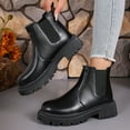 thumbnail image 6 of Women's Chelsea Boots Fashion Lug Sole Chunky Heel Slip on Elastic Ankle Booties Platform Fall Booties, 6 of 9