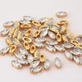 thumbnail image 3 of PEESOM Recién llegado, diamantes de imitación de ojo de caballo de color láser para coser, garra de latón dorado, formas de piedra de navette para costura de bricolaje, 3 of 5