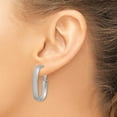thumbnail image 3 of Diamond2Deal 14K White Gold Satin Oval Omega Back Hoop Earrings for Women (L- 1.13 in, W-0.62 in), 3 of 3