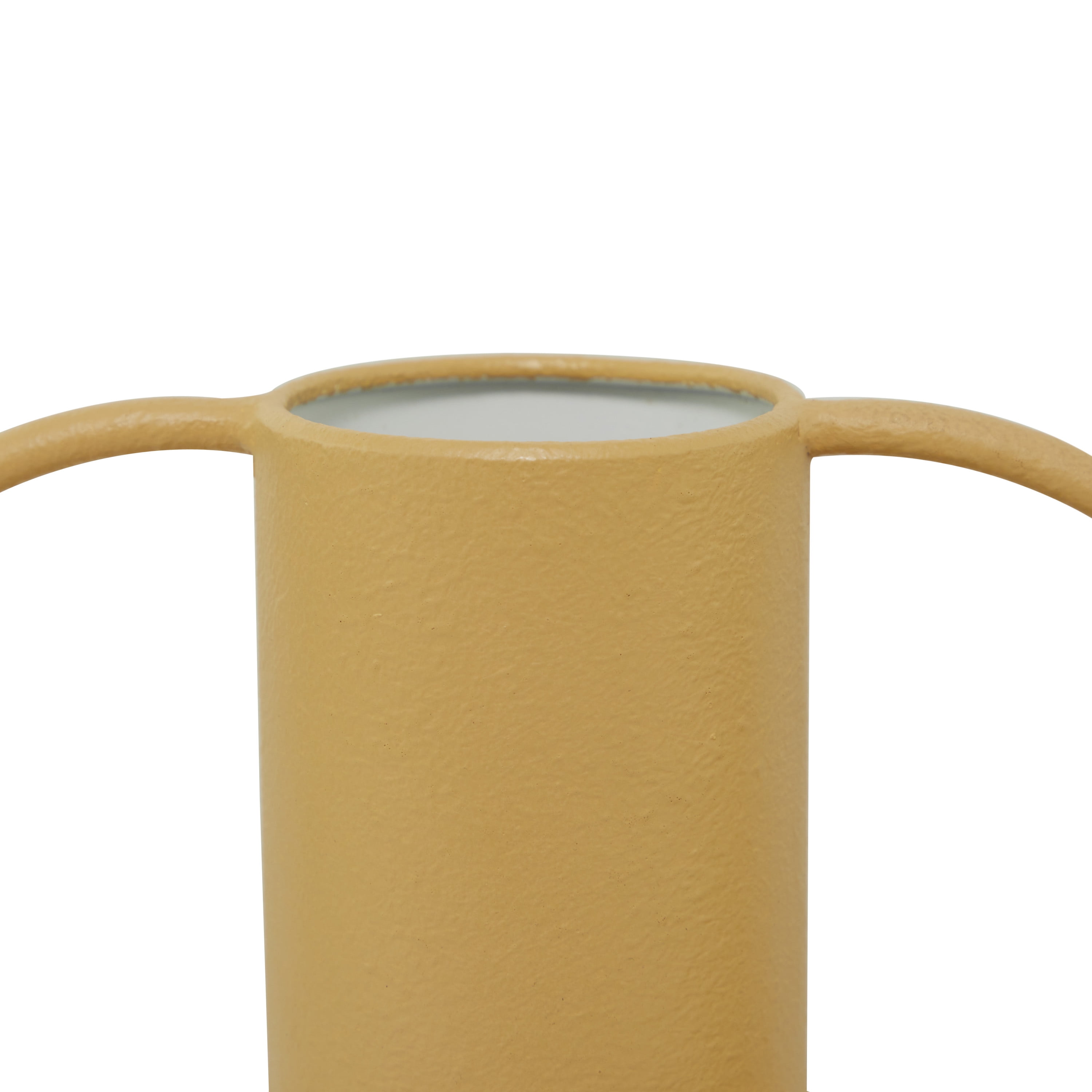 DecMode 14", 12"H Yellow Metal Vase with Handles, Set of 2