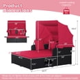 thumbnail image 2 of Vicamelia Patio Rattan Daybed, Wicker Daybed Lounger w/ Retractable Canopy, 2 Foldable Side Panels, Red, 2 of 8